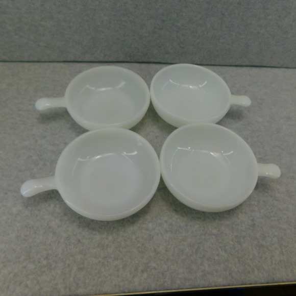 Vintage Milk White Glass Multi - Purpose Bowl with Handle - Set of 4 - Picture 10 of 14